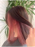 大人美人透明感カラーインナーカラーハイトーンくすみピンク