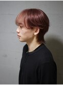 10代20代ブリーチカラーピンクベージュシースルーウルフマッシュ