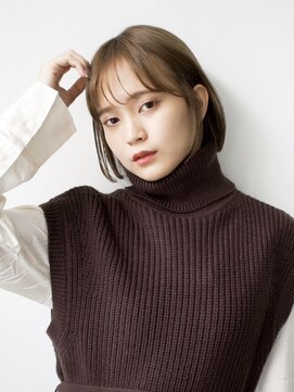 小顔魅せミニボブ×シアーブラウン