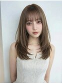 ブリーチ無し透明感アッシュブラウンレイヤーカット韓国ヘア