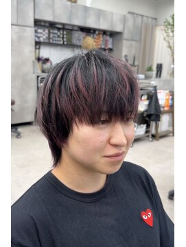 イツキ メンズ(ITSUKI men's) ピンクボルドーのデザインマッシュウルフ