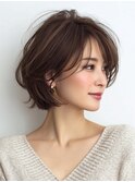 白髪ぼかし脱白髪染め似合わせショートボブ40代50代60代