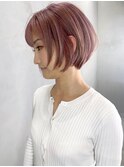 ピンクベージュ_ローライトスリークボブ厚めバング_ba281682