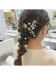 お呼ばれ編みおろしヘアセット×透明感グレージュ♪