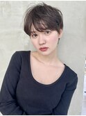 大人ショートヘアニュアンスパーマ斜めバング20代30代40代表参道