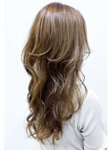 ロングレイヤーでくびれカット前髪なし透明感カラー20代30代40代