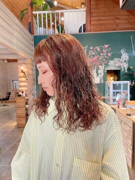 クレエ ヘアー デザイン(creer hair design) 大人可愛いニュアンスパーママレットヘアオレンジブラウン