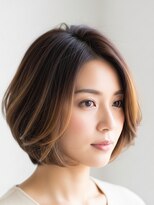フープ 川越(hoop)&nbsp;艶ボブ川越/ショート/ハイライト/白髪ぼかし/白髪染め