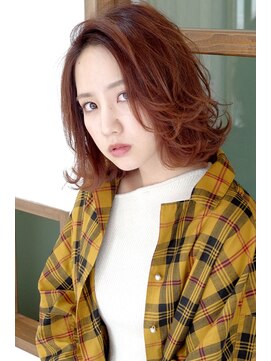 クシュ 本川越店(kusyu...) ミディアムレイヤーカット大人ガーリーダークアッシュ韓国巻き