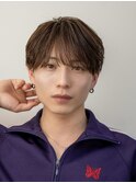 韓国ヘアニュアンスコンマバングセンターパートフェザーパーマ