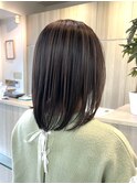 ミディアムレイヤー　白髪ぼかしハイライト　ケアブリーチ　柏