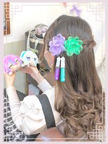 新宿コットン(cotton hair) カラーエクステ　お花アレンジ