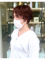 ヘアデザイン ソラ(Sola)&nbsp;外国人風カジュアルショートパーマ×赤みブラウンカラー