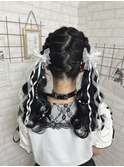 編み込みツインテール