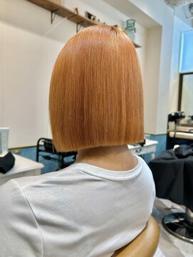 ロンドアベニール 北千住(Lond avenir) ペールオレンジボブ☆ケアブリーチ/ハイトーン[北千住]