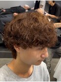 シャドウパーマ渋谷メンズ無造作テテブラウンカラーパーマ