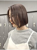 酸性ストレートボブ/丸くならないボブ/暖色ブラウン@重里