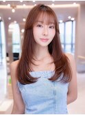ミディアム髪質改善ストレート顔周りレイヤーカット前髪縮毛矯正