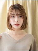 内巻きボブ/マロンベージュ/ミルクティー/シースルーバングe