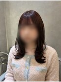 ピンクブラウン/ミディアムレイヤーカット/大人ガーリー福岡天神