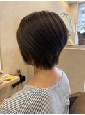 丸みショート×艶ブラウン