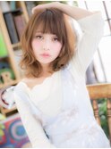 くせ毛風大人巻きパールベージュ小顔ロブヘアc5志木20代30代40代