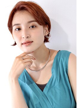 フリーダムアンドワークス 2nd(Freedom And Works) オレンジカラー×かきあげショートボブ