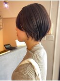 ショートヘアー　ブラウンカラー　前髪カット　顔まわり　韓国風