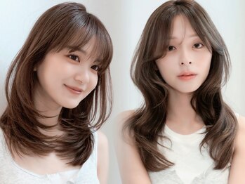 ロンドアンメゾン 原宿(Lond un Maison.)の写真/小顔を創る前髪・顔周りのレイヤーカット。ナチュラルな縮毛矯正で大人可愛いスタイルを[原宿表参道]