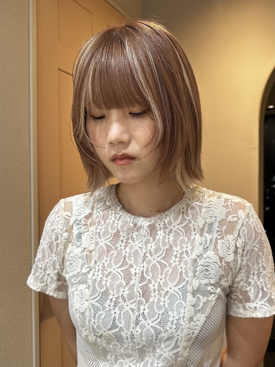 ピンクベージュ/ブリーチ/表参道/原宿/ボブ