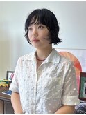 ボブパーマ　レイヤーボブダークグレー　ワンレンボブニュアンス