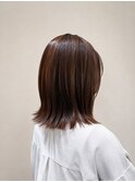 ピンクブラウン×肩上ワンレンボブ