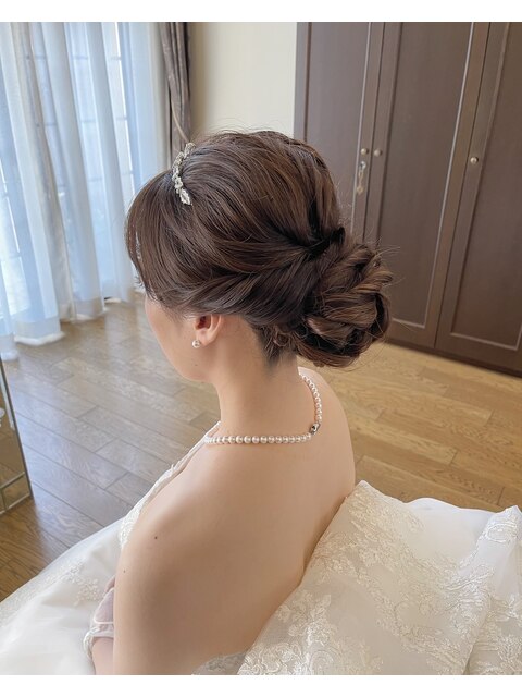 洋装 ツイスト プリンセス シンプル シニヨン ヘアスタイル