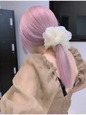 ba38ニュアンスカラーオン眉ポニーミルクティーピンクベージュ