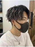 白髪ぼかしハイライト 刈り上げツイストスパイラル