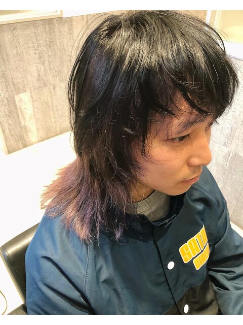 メンズヘアデザイン　紫カラー