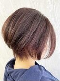 タイトな前下がりショートボブ×ピンクバイオレット♪