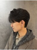 メンズセンターパートニュアンスパーマ毛流れメンズパーマ 