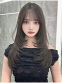 韓国前髪 くびれヘア 夏のヘアアレンジ 暗めカラー