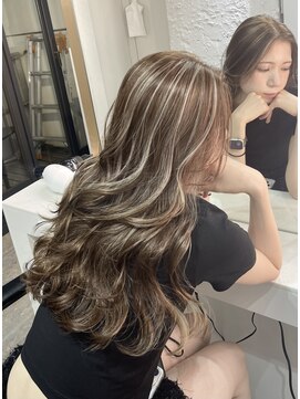 ブレンド 渋谷(BLend) ホワイトグレージュミニウルフデジタルパーマチェリーブラウン