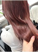 20代30代ロングピンクブリーチダブルカラー岡山カラー