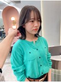 オリーブグレー/韓国レイヤーカット/マロンベージュ/ボブ/小顔