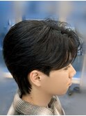 韓国へアカルマパーマワックスなしセンターパート黒髪ウルフ