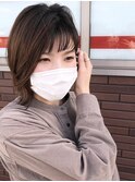 《切りっぱなしロブ×外ハネパーマ×オン眉》