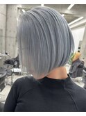 保存必須【海外風ハイトーンボブ】ブルーアッシュカラー