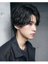 メンズ波巻きスパイラルパーマツーブロック前下がりウルフ