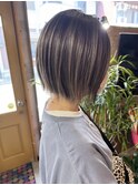 バレイヤージュ ベージュ ボブ イメチェン 20代30代40代50代