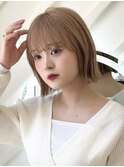 マロンベージュ/ボブ/前髪/レイヤー/小顔/髪質改善/縮毛矯正原宿