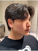 就活メンズヘア刈り上げなしセンターパート韓国ヘア黒髪