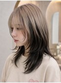 8.ウルフミディアムアンブレラカラーミルクティーブリーチ顔周り